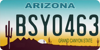 AZ license plate BSY0463