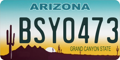 AZ license plate BSY0473