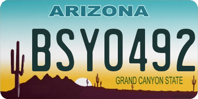 AZ license plate BSY0492