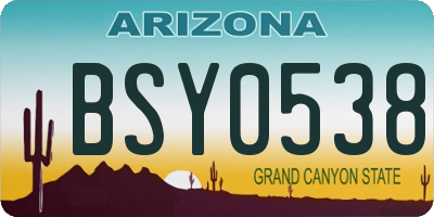 AZ license plate BSY0538