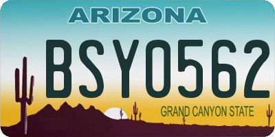 AZ license plate BSY0562