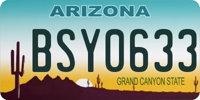 AZ license plate BSY0633