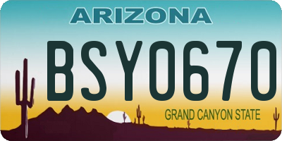 AZ license plate BSY0670