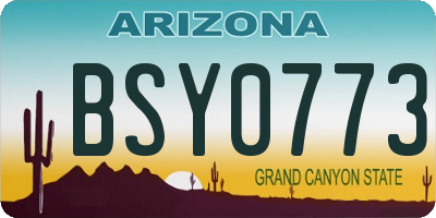 AZ license plate BSY0773