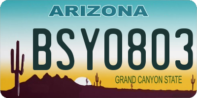AZ license plate BSY0803