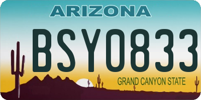 AZ license plate BSY0833
