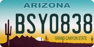 AZ license plate BSY0838