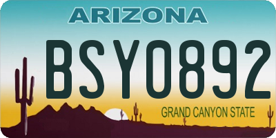 AZ license plate BSY0892