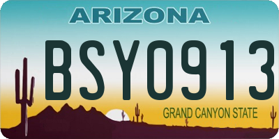 AZ license plate BSY0913