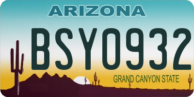 AZ license plate BSY0932