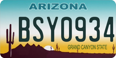 AZ license plate BSY0934
