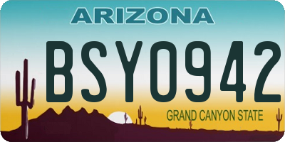 AZ license plate BSY0942