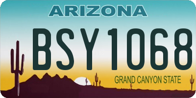 AZ license plate BSY1068