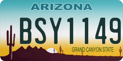 AZ license plate BSY1149