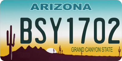 AZ license plate BSY1702
