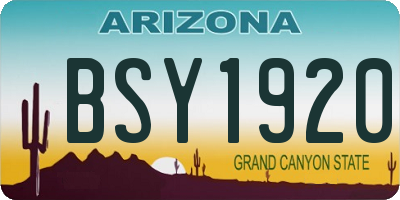 AZ license plate BSY1920
