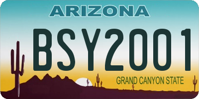 AZ license plate BSY2001