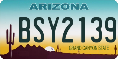 AZ license plate BSY2139