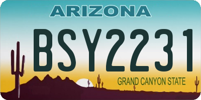 AZ license plate BSY2231