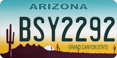 AZ license plate BSY2292