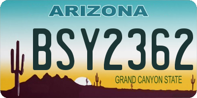 AZ license plate BSY2362