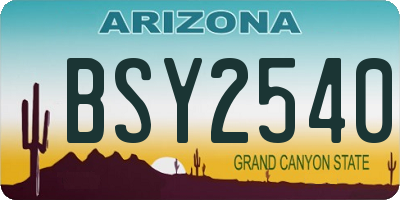 AZ license plate BSY2540
