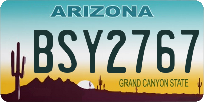 AZ license plate BSY2767