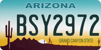 AZ license plate BSY2972