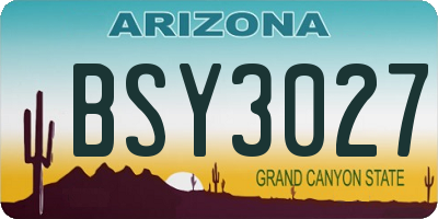 AZ license plate BSY3027