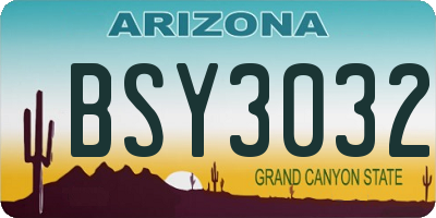 AZ license plate BSY3032