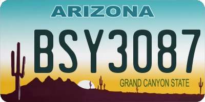 AZ license plate BSY3087