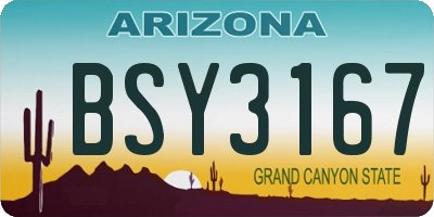 AZ license plate BSY3167