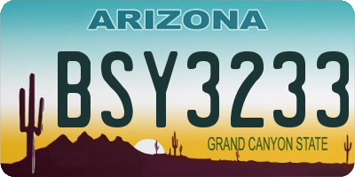 AZ license plate BSY3233