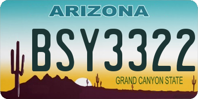 AZ license plate BSY3322