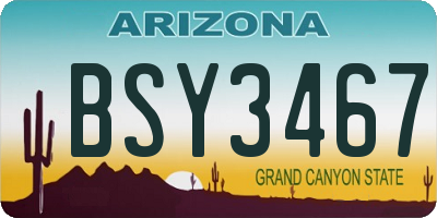 AZ license plate BSY3467