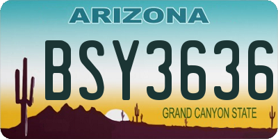 AZ license plate BSY3636