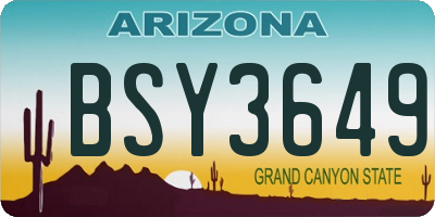 AZ license plate BSY3649