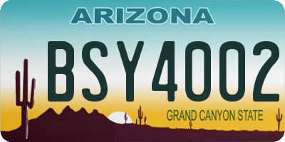 AZ license plate BSY4002