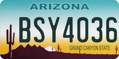 AZ license plate BSY4036