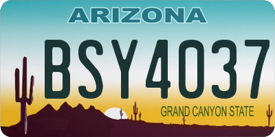 AZ license plate BSY4037