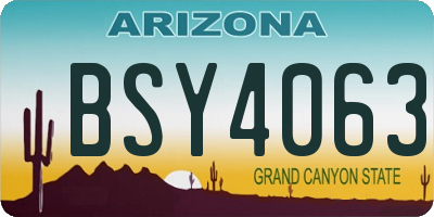AZ license plate BSY4063