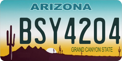 AZ license plate BSY4204