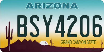 AZ license plate BSY4206