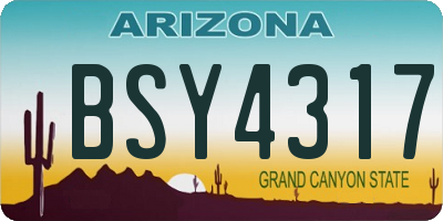 AZ license plate BSY4317