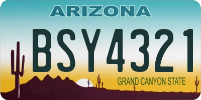 AZ license plate BSY4321