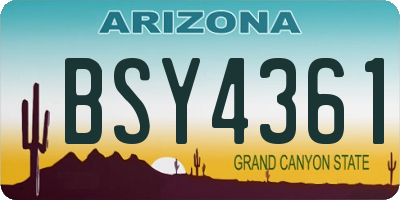 AZ license plate BSY4361