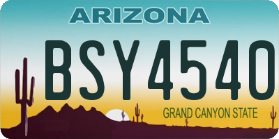 AZ license plate BSY4540