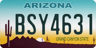 AZ license plate BSY4631