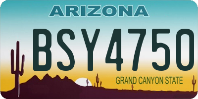 AZ license plate BSY4750