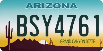 AZ license plate BSY4761